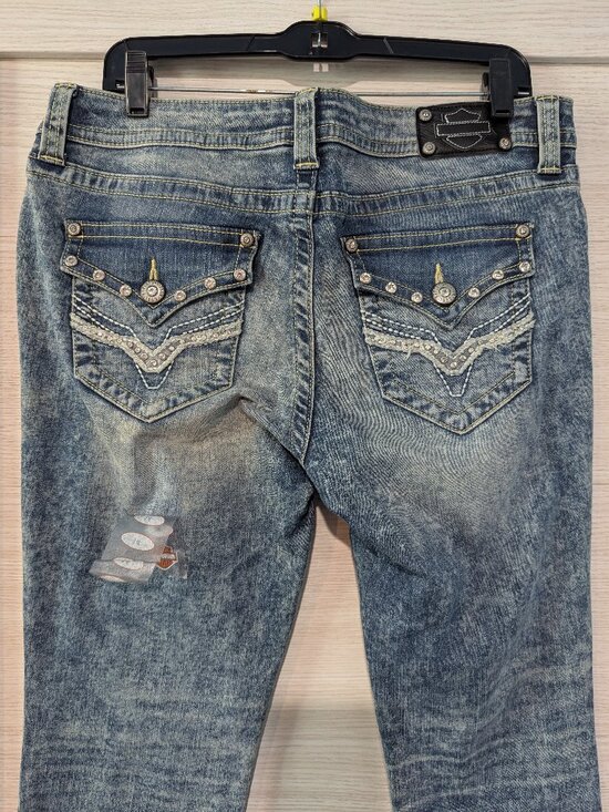 Harley Davidson Women's dark wash Blue Jeans - Picture 8 of 15